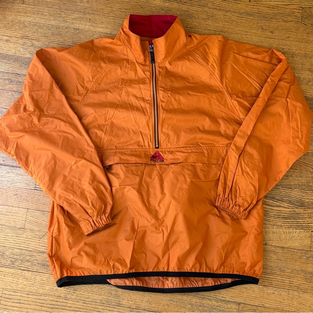 Nike ACG Orange 1/2 Zip Packable Anorak/Jacket/Outer Layer 3; excl cond